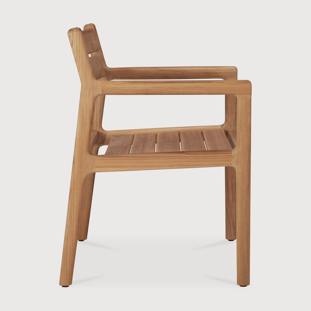 Jack Outdoor Dining Chair side view with white background and beautiful wood joinery. - Saffron and Poe, Ethnicraft