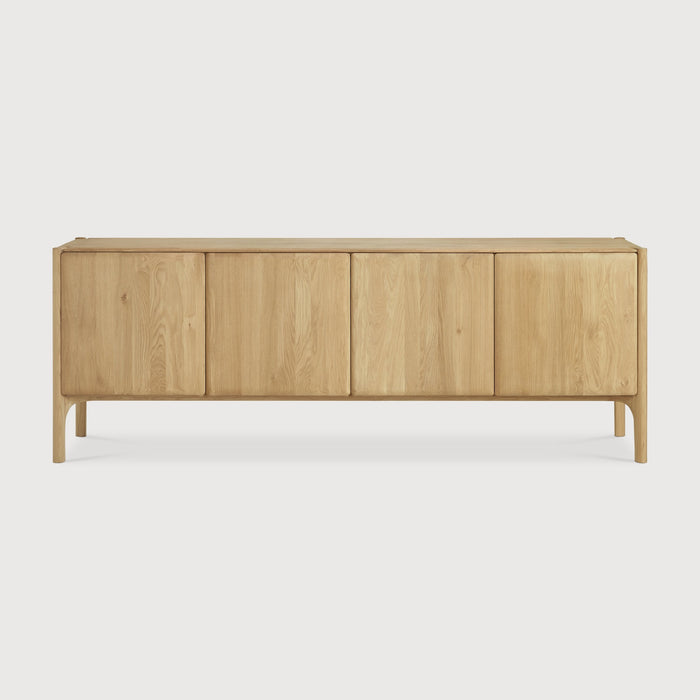 White Oak Pi Sideboard Console front view with white background and beautiful wood joinery. - Saffron and Poe, Ethnicraft