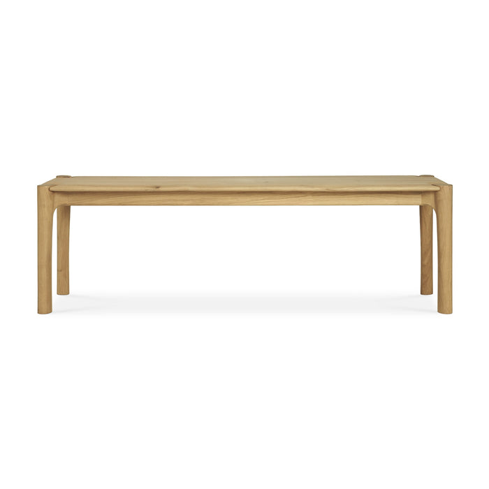 White Oak PI Bench front view with white background and beautiful wood joinery. - Saffron and Poe, Ethnicraft
