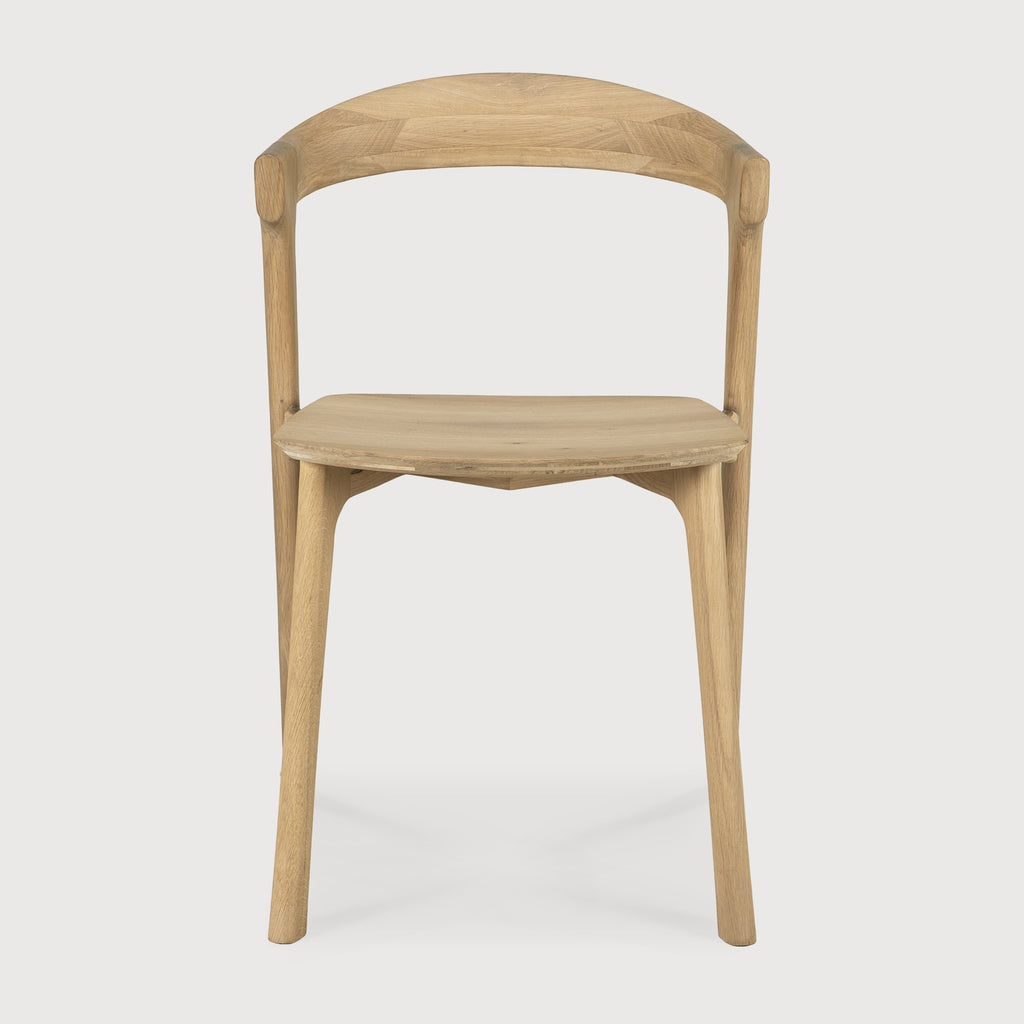 White Oak Bok Dining Chair front view with white background and beautiful wood joinery. - Saffron and Poe, Ethnicraft