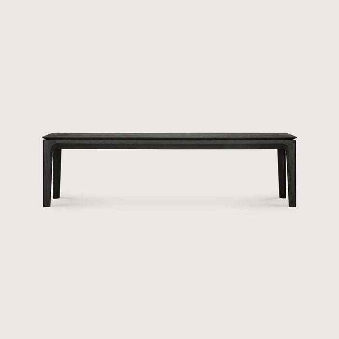 Black Oak Bok Bench front angle view with white background and beautiful wood joinery. - Saffron and Poe, Ethnicraft