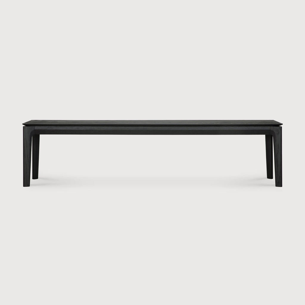 Black Oak Bok Bench front angle view with white background and beautiful wood joinery. - Saffron and Poe, Ethnicraft