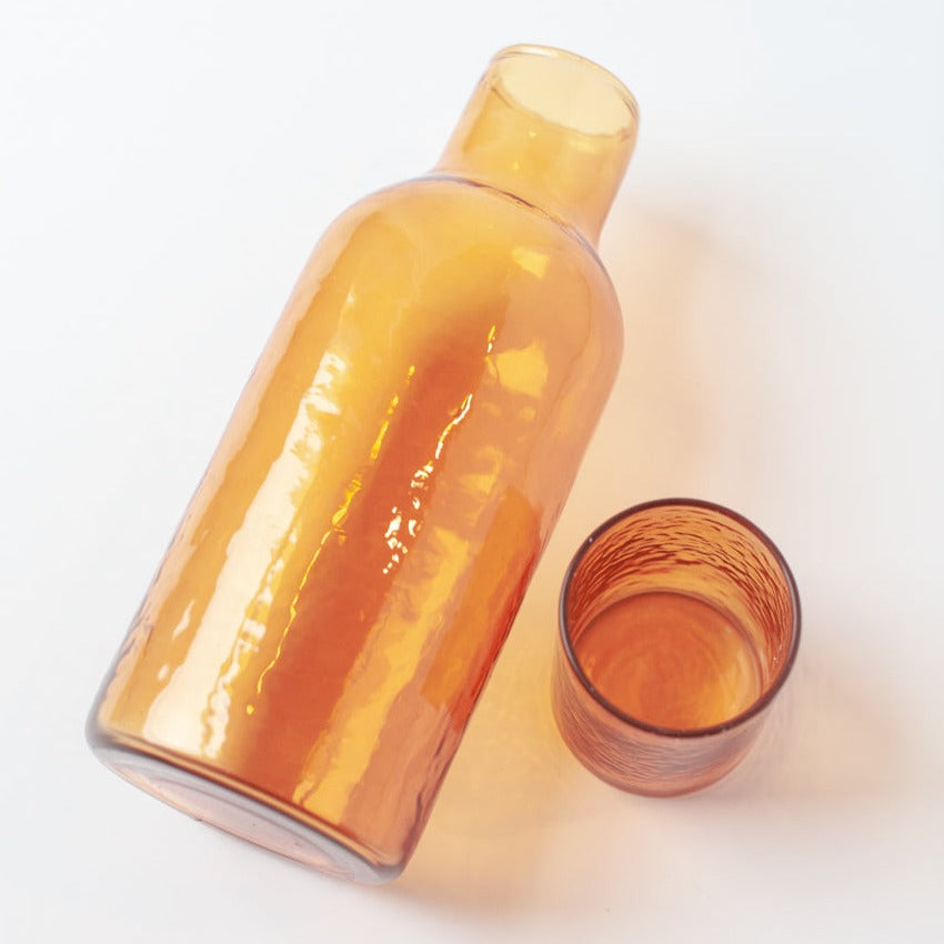 Handblown Carafe Set - Amber