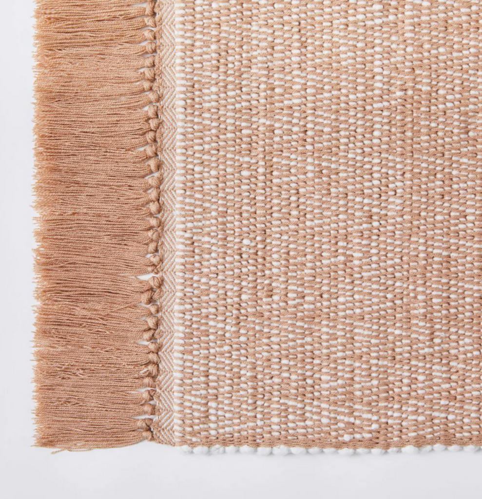 Detail view of Azulina Sand Bath Mat with a white background. - Saffron and Poe