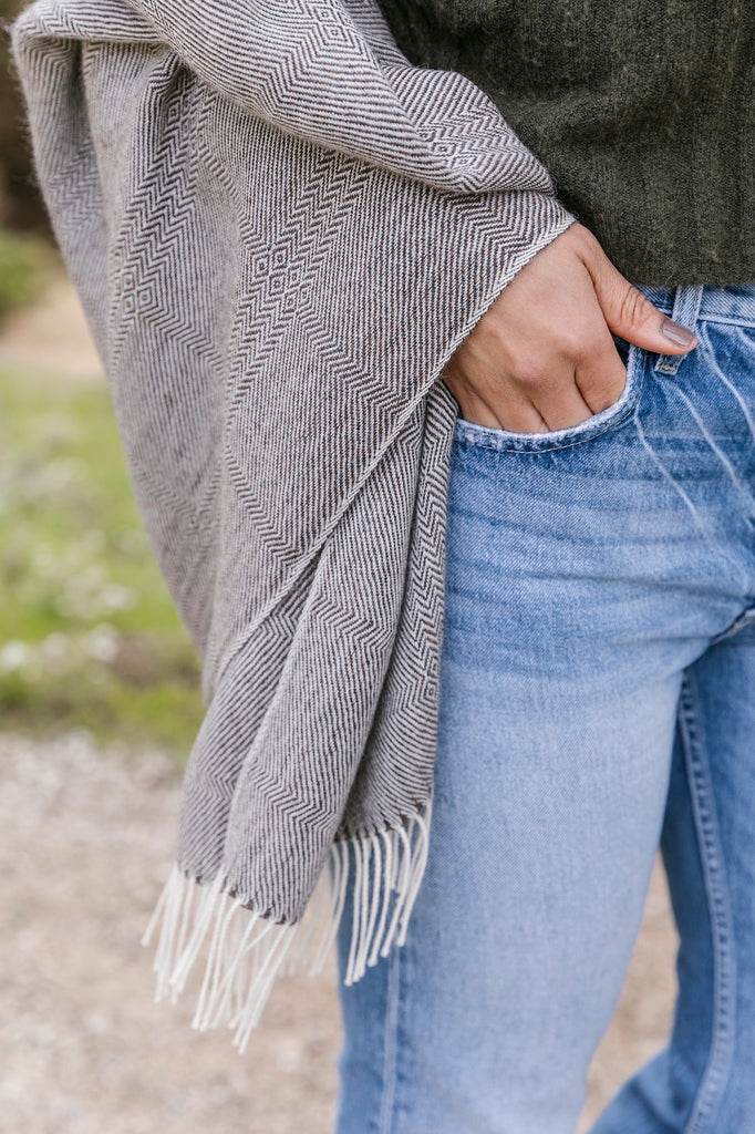 Styled Alpaca Throw - Charcoal Brown. - Saffron and Poe
