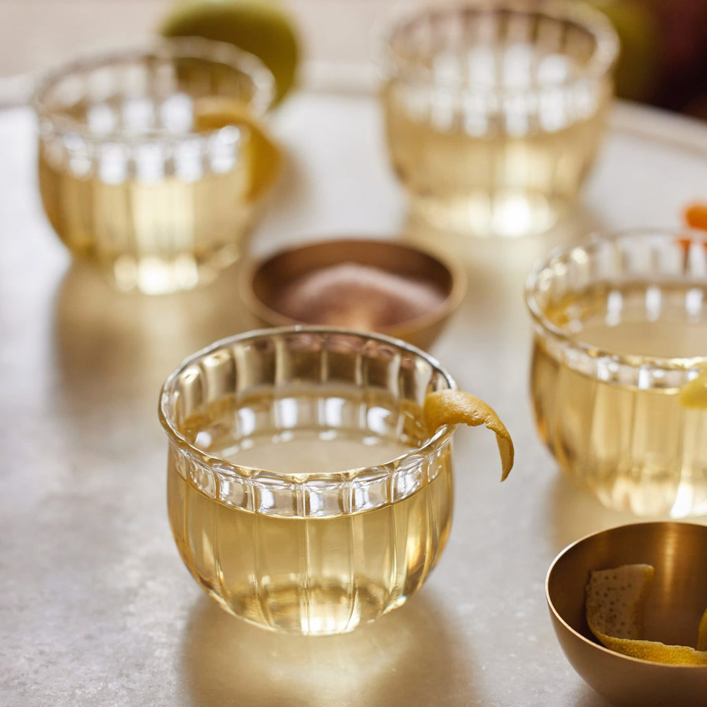 Set of 4 Kira Small Glass Cups hand-blown borosilicate glass with wave-like rim