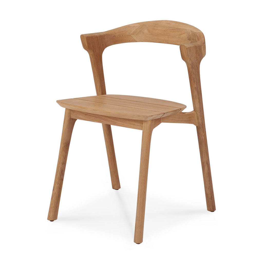 Bok Outdoor Dining Chair with teak frame and neutral cushion for modern outdoor dining