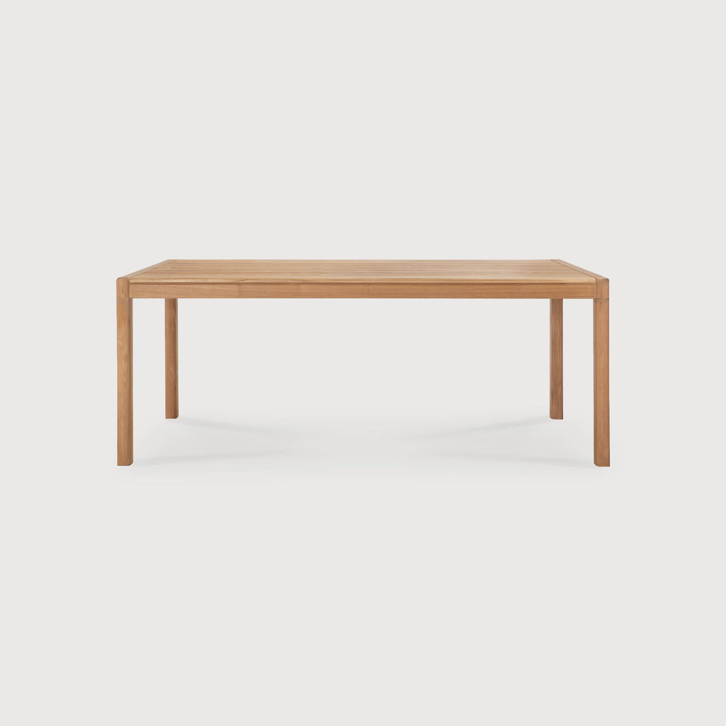 Jack Outdoor Dining Table made of solid teak with organic curves, ideal for stylish outdoor dining settings