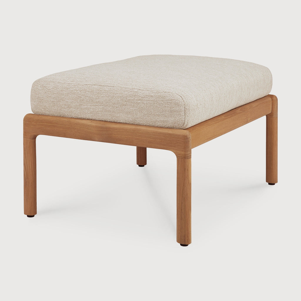 Jack Outdoor Footstool solid teak with organic curves for stylish outdoor relaxation