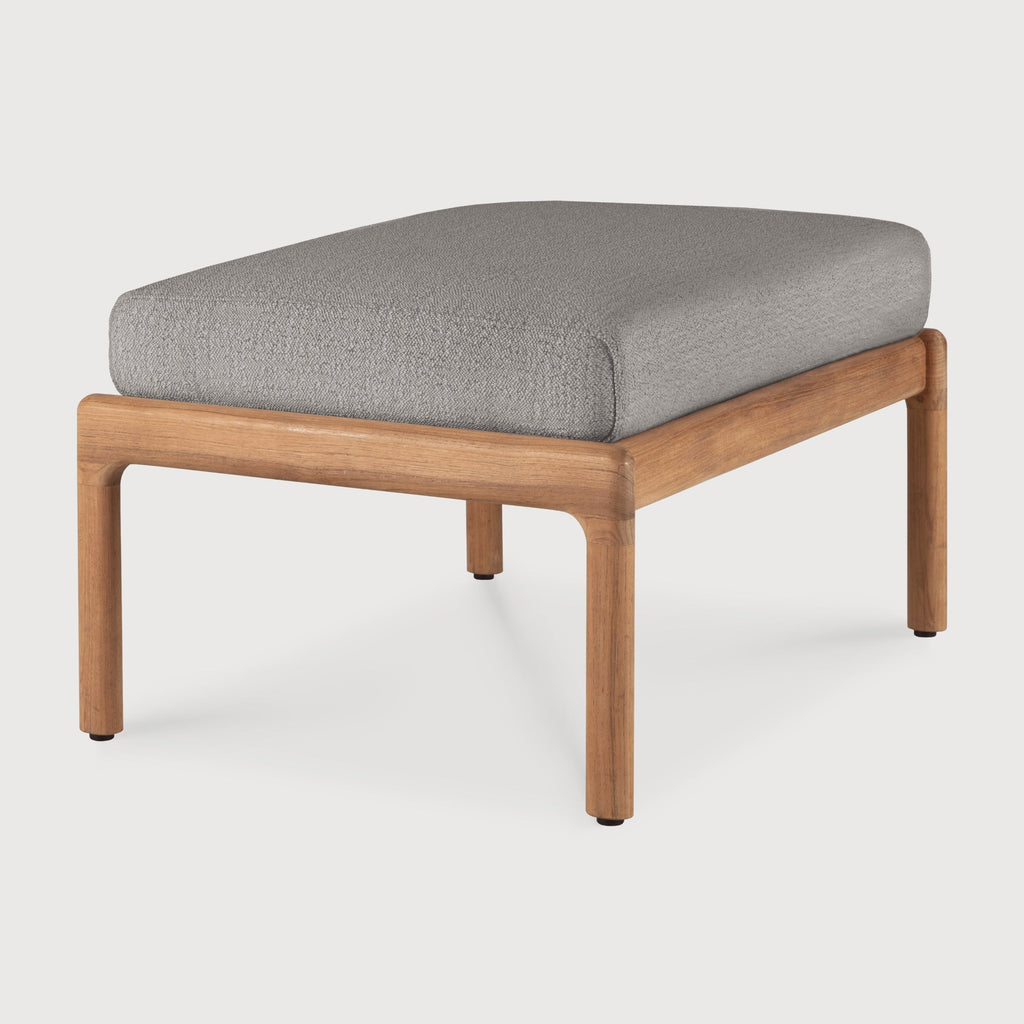 Jack Outdoor Footstool made of solid teak with elegant curves for stylish outdoor relaxation