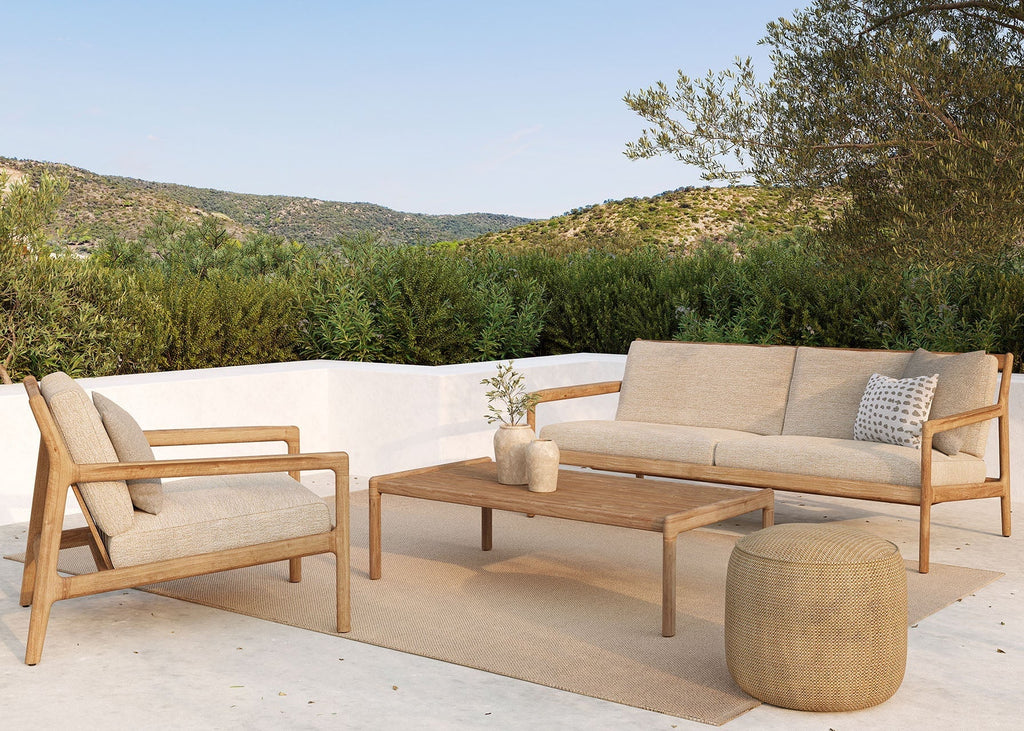 Jack Outdoor Sofa 2 seat made of solid teak with elegant curved design for outdoor relaxation