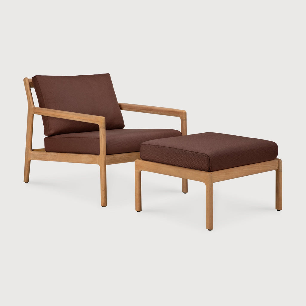Jack Outdoor Footstool made of solid teak with elegant curved design for outdoor relaxation