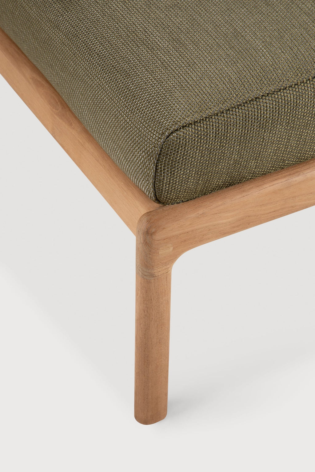 Jack Outdoor Footstool in solid teak with curved design for stylish outdoor seating