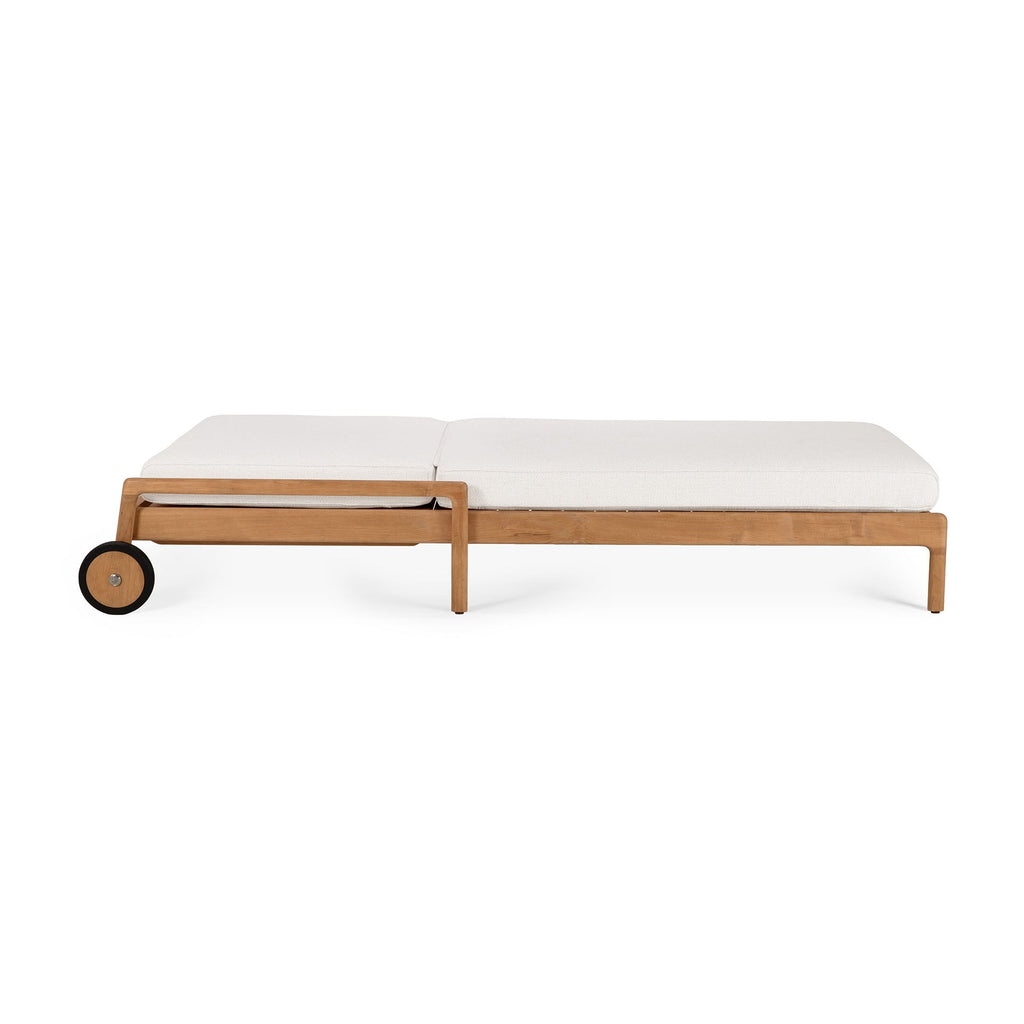Jack Outdoor Adjustable Lounger in solid teak with Belgian fabric cushion for stylish outdoor relaxation