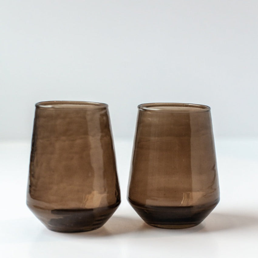 Handblown Glass Tumbler (set of 4) -  Smoke