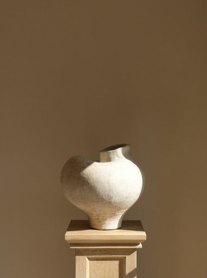Handmade terracotta Goa vessel inspired by Goa Gajah temple with vintage finish