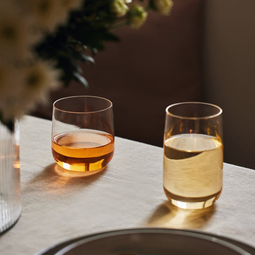 Set of 4 Short Cremini Tumblers made of durable borosilicate glass, 10 oz capacity