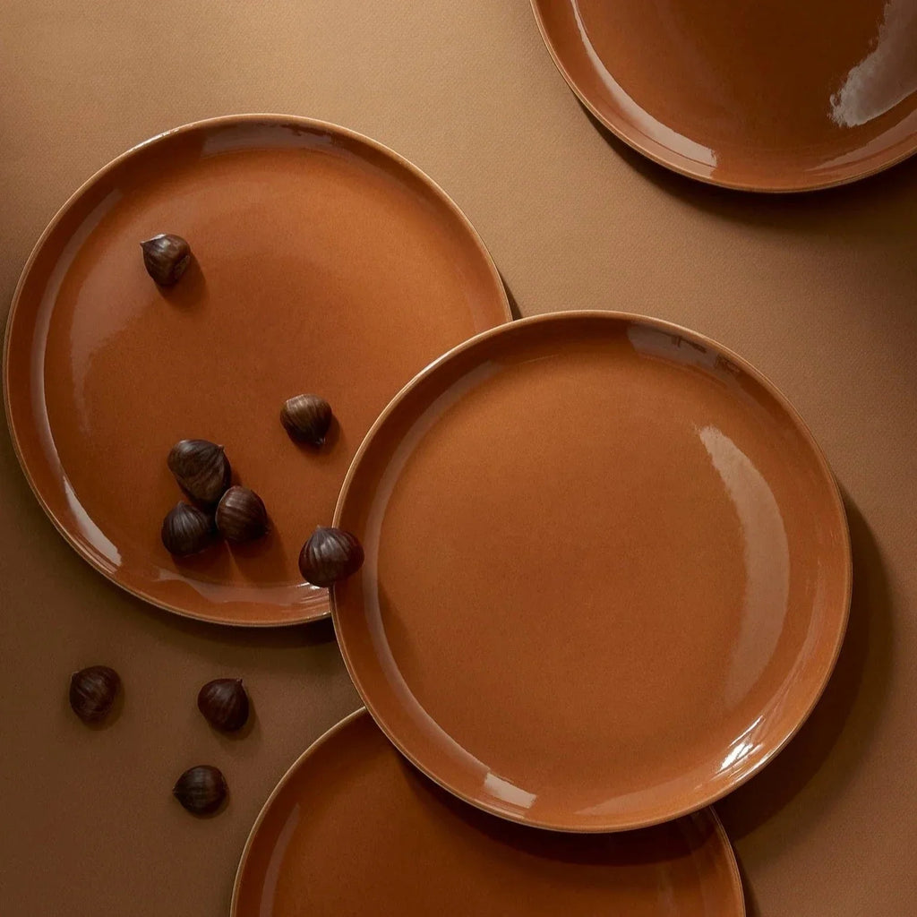 Tunisian 12pc handmade stoneware dinnerware set with dinner plate, side plate, and bowl