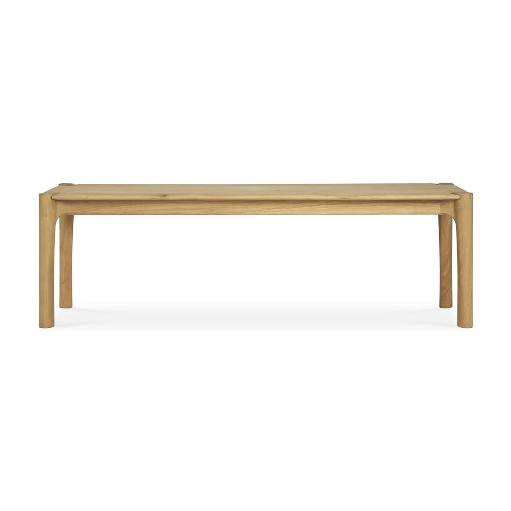 PI Bench made of solid white oak with oiled finish and sculpted base
