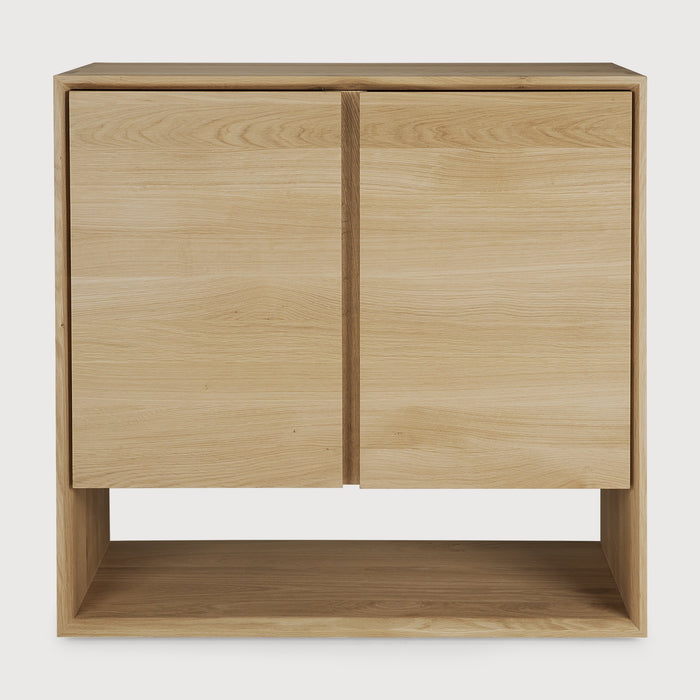 White Oak Nordic 2 door Sideboard Console front view with white background and beautiful wood joinery. - Saffron and Poe, Ethnicraft