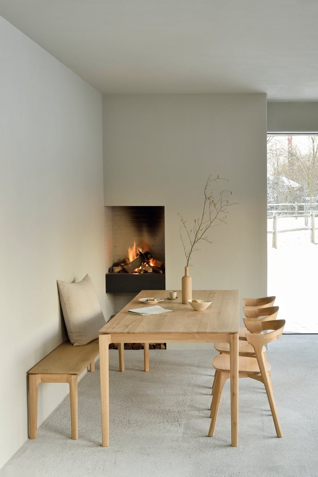 Bok Dining Chair in European White Oak with contoured frame and oiled finish