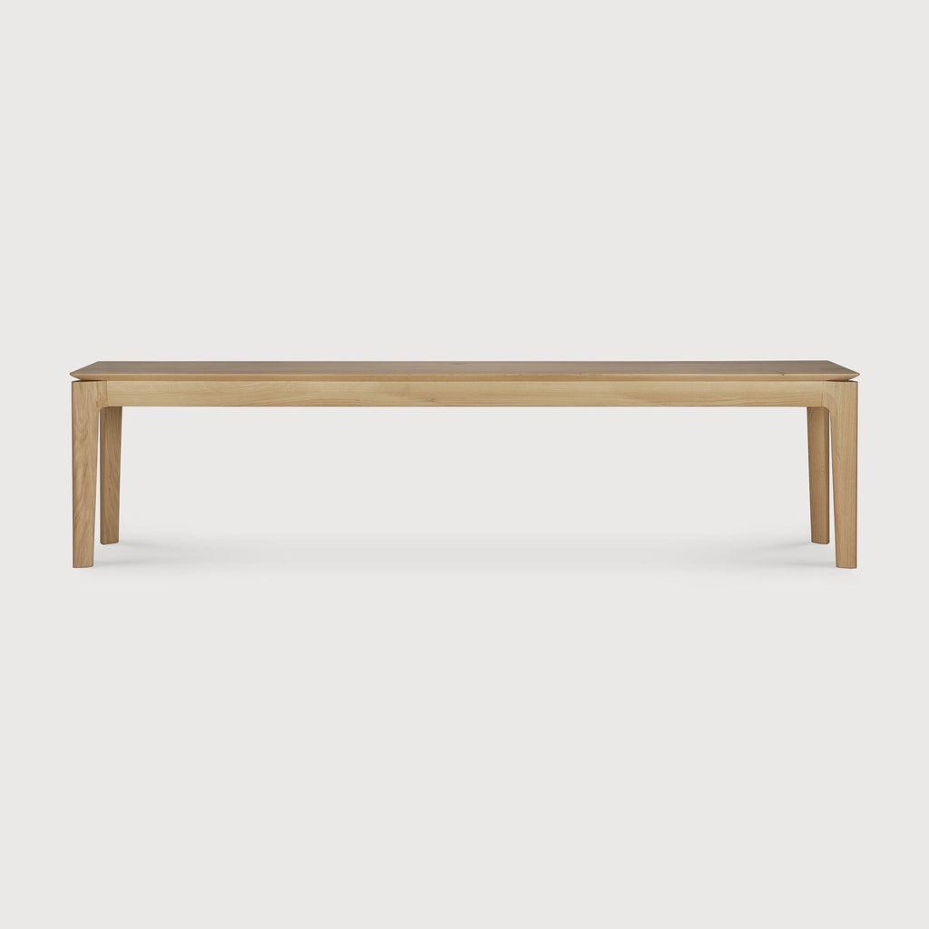 Bok Bench made of premium European White Oak with contoured frame and floating bench top in modern design