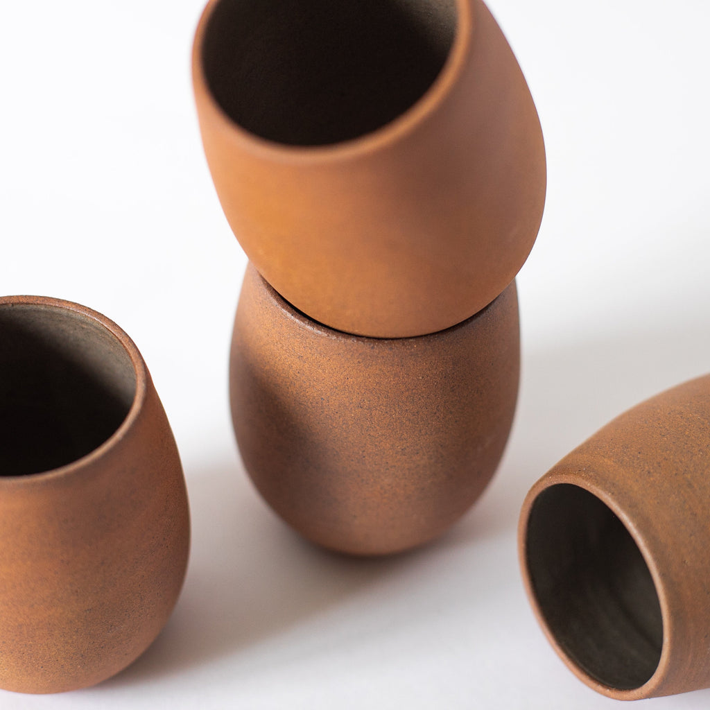 Handcrafted Bola Cup 10 oz ceramic glass with natural earth tone textures and glazed interior