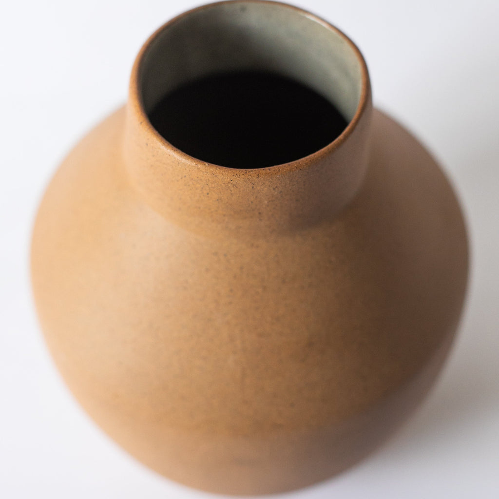 Handcrafted Egeo Vase with natural earth tones and textured clay finish, wheelthrown and glazed inside only