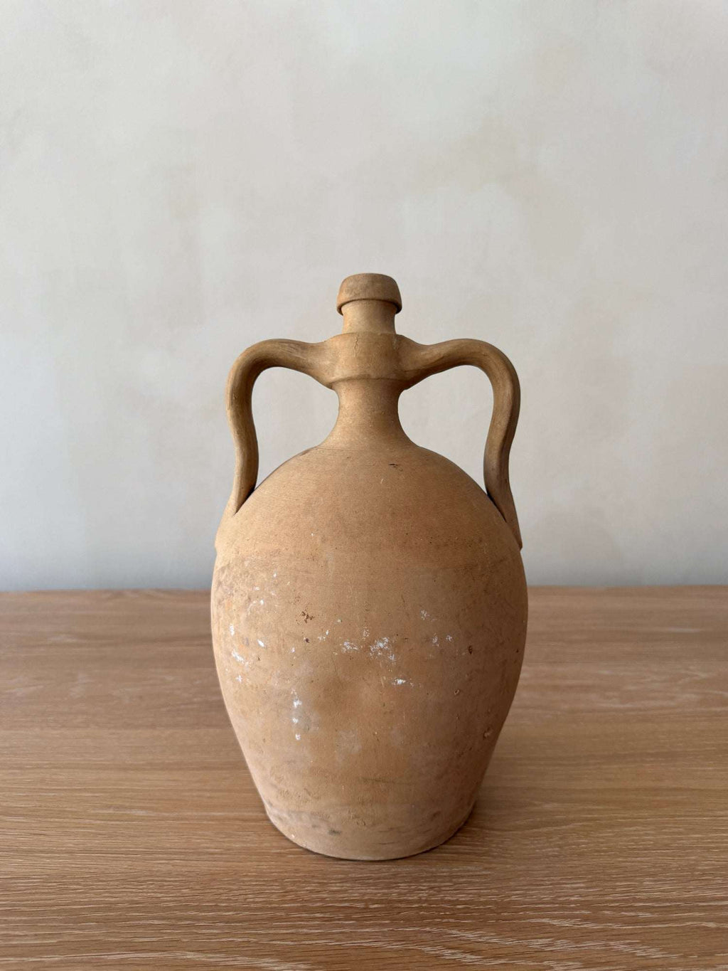 Antique Italian vessel from Puglia, rustic century-old wine storage jar with vintage design