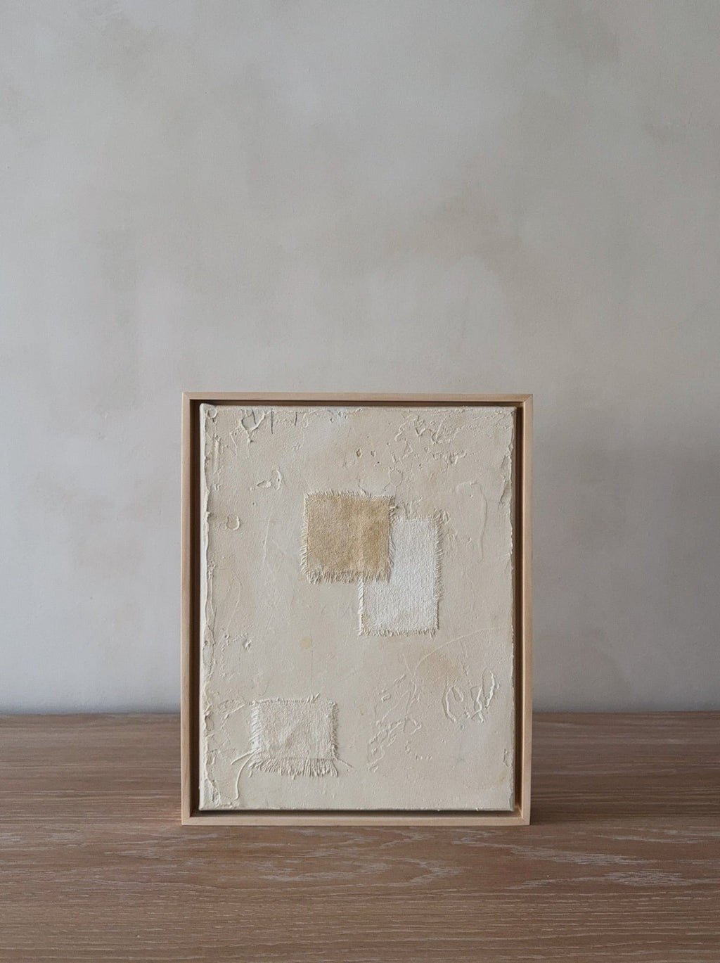 Mini Subdue - No. 02 textured abstract mixed media art with plaster and linen accents