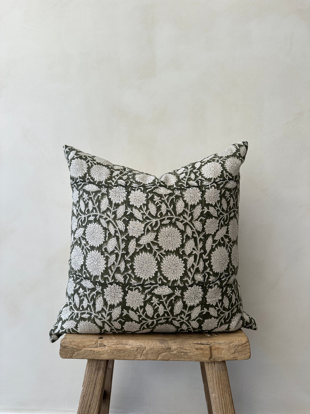 Indian Block print Pillow with linen fabric and distinctive hand-block pattern
