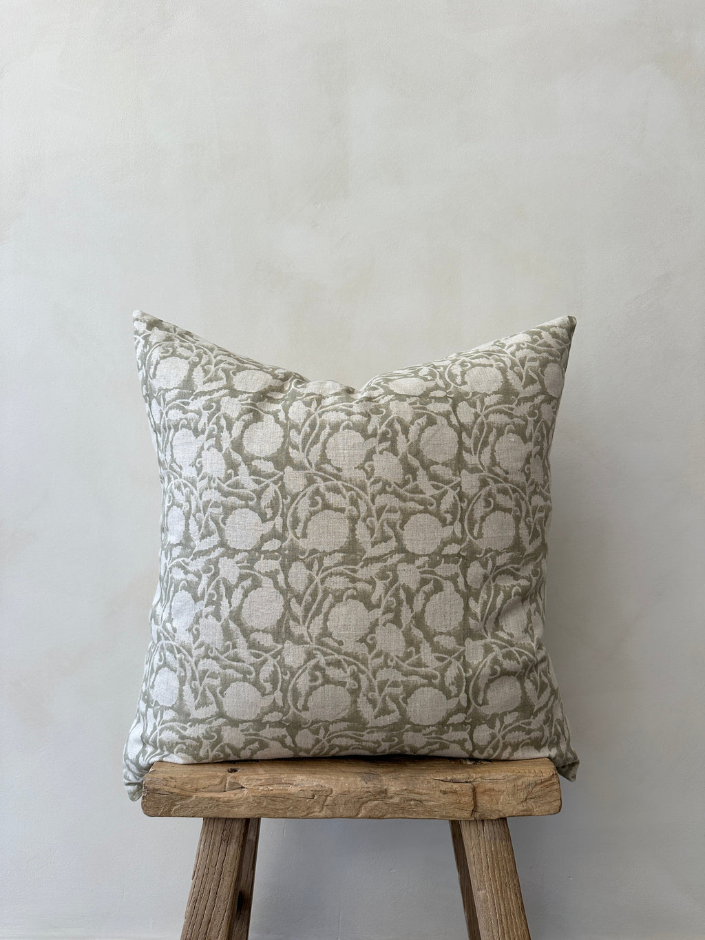 Indian Blockprint Pillow hand-block-printed linen throw pillow with unique artisan pattern