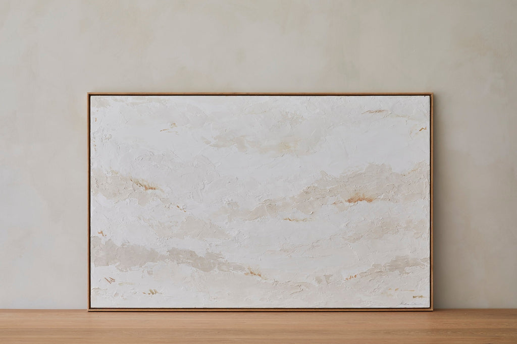 Abstract Shifting Dunes artwork with rust and green accents inspired by California landscapes and Spanish-style stucco textures