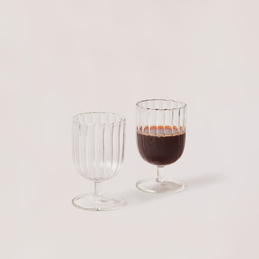 Set of 4 Kira Stemware Chalice hand-blown 6 oz glasses with delicate raised liner pattern