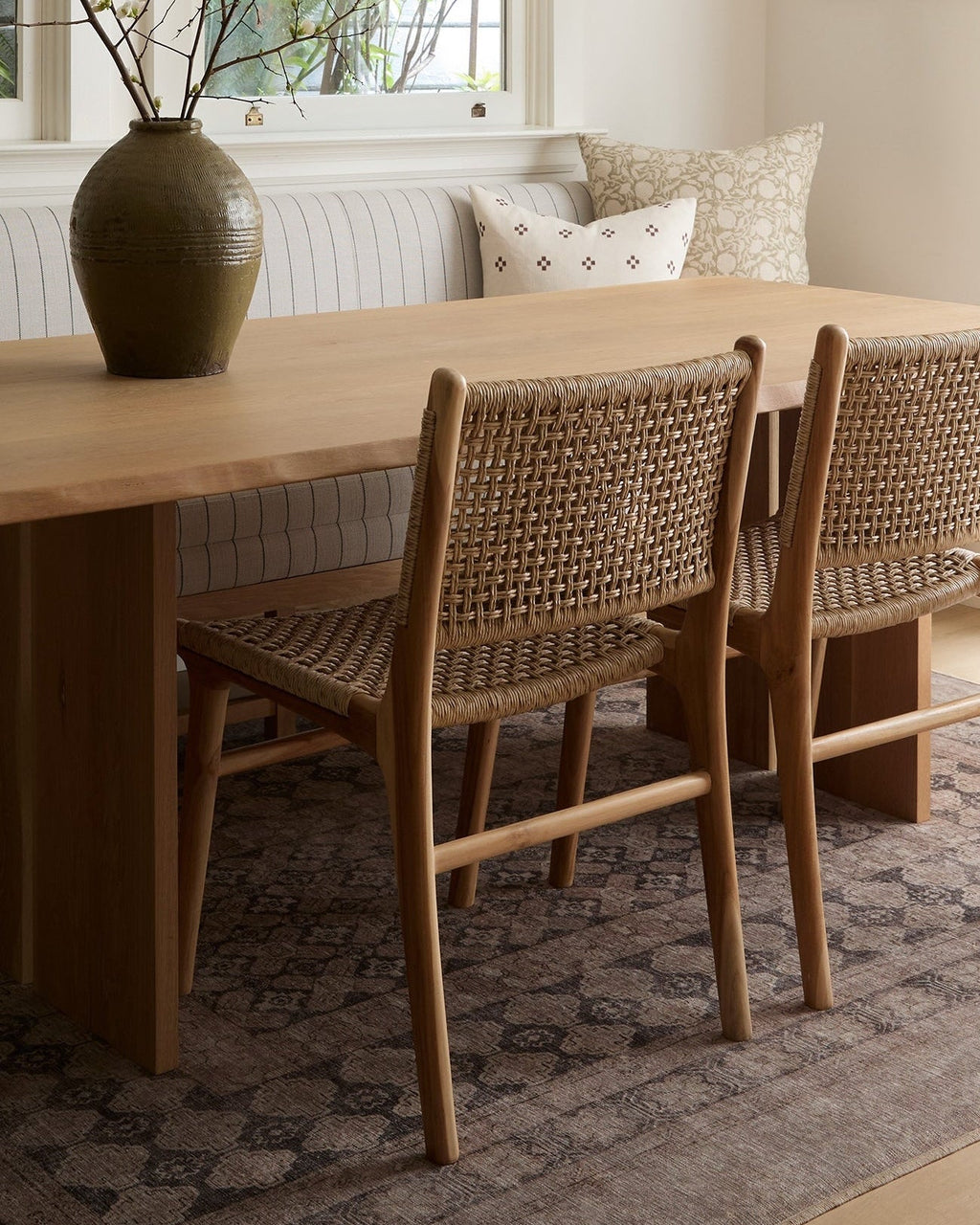 Marin Dining Chair second quality with teak frame and faux rattan weave for indoor and outdoor use