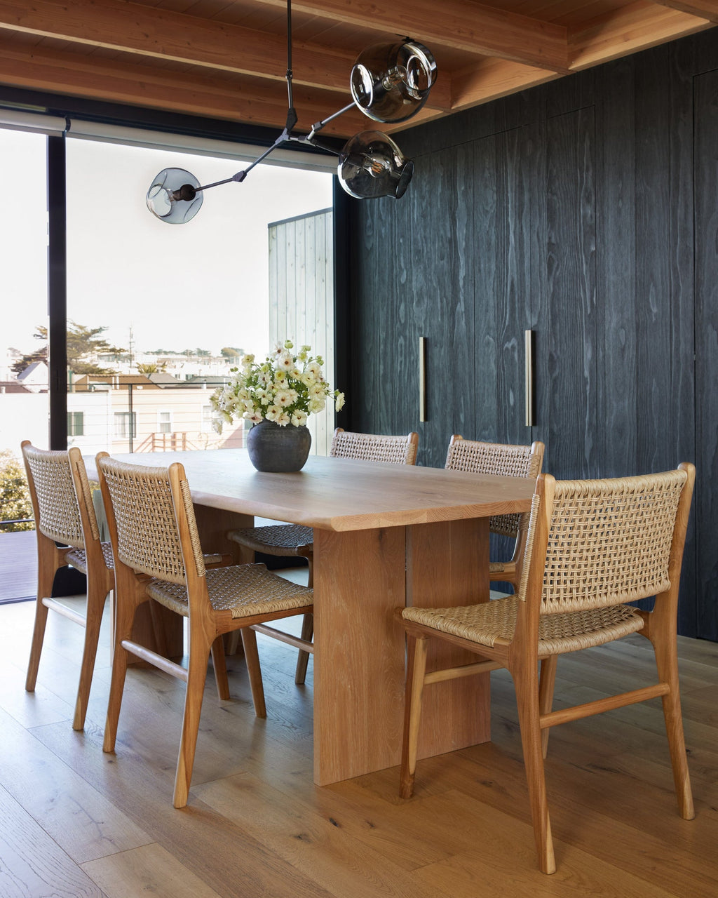 Marin Dining Chair with teak frame and faux rattan weave, second quality, indoor and outdoor use