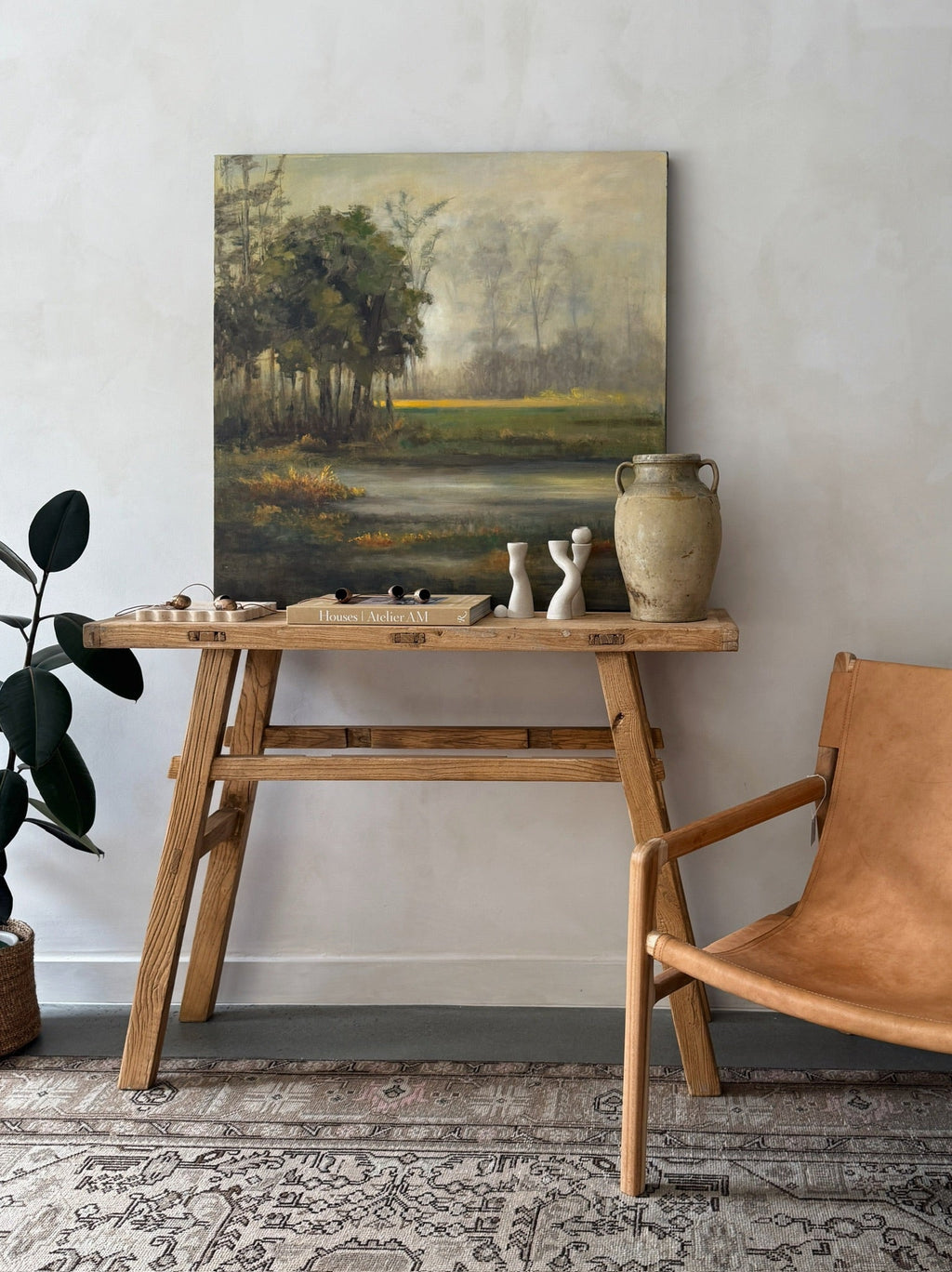 Mist in the Meadow painting by Jan Buscho showing a misty, soft-toned meadow with diffused morning light.