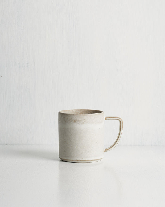 Beige ceramic Pillar Mug on a white background