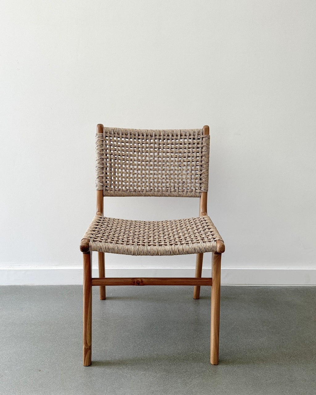 Marin Dining Chair with teak frame and weatherproof faux rattan weave, second quality
