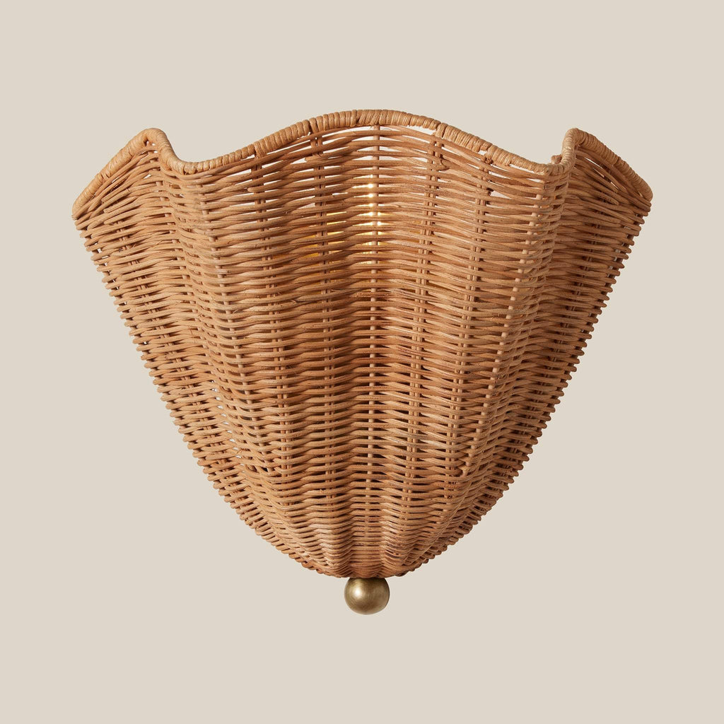 Wicker Ravello wall sconce on a beige background