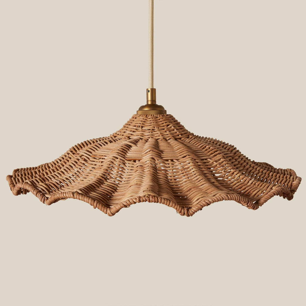 Woven rattan Savannah Pendant light on a beige background