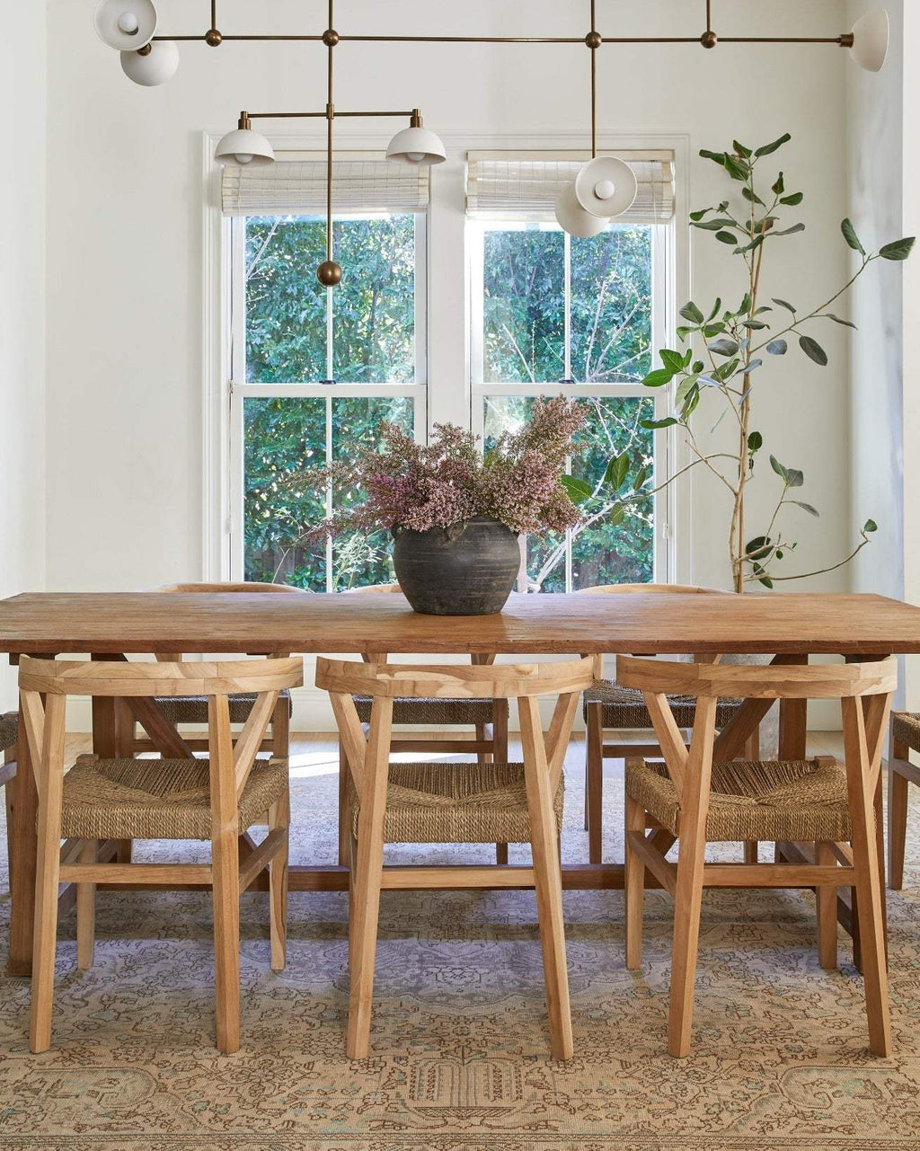 Woven Wishbone Dining Chair with braided rattan seat and curved teak frame, second quality handcrafted in Bali