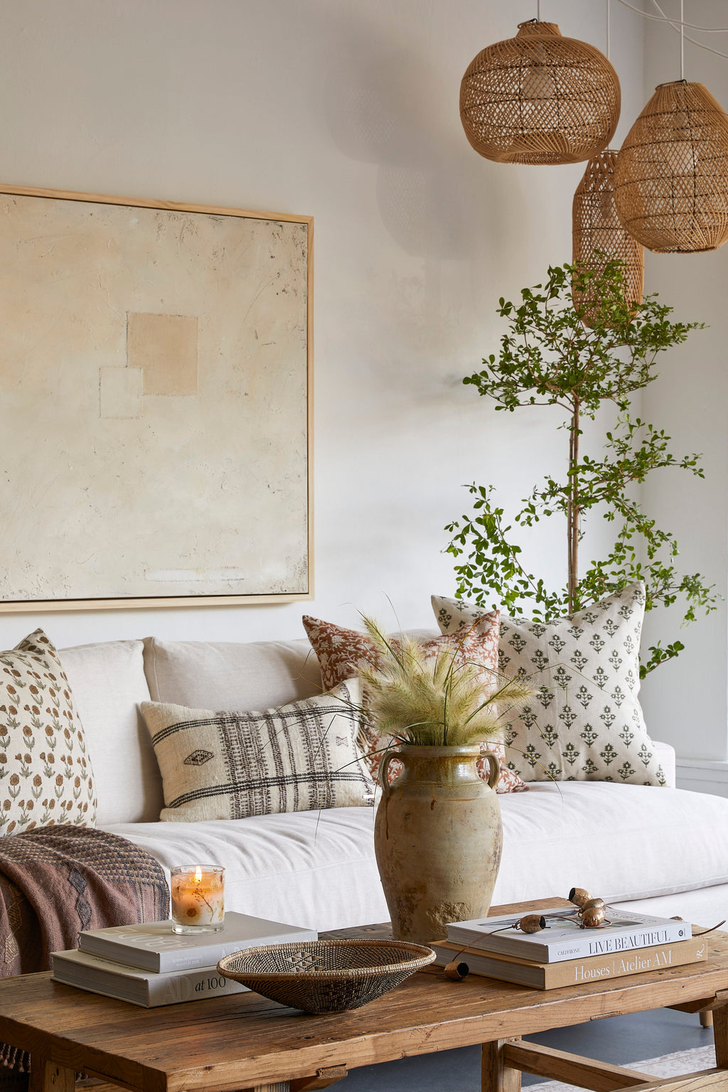 Subdue - No. 02 abstract mixed media artwork with plaster and linen textures for contemporary calm decor