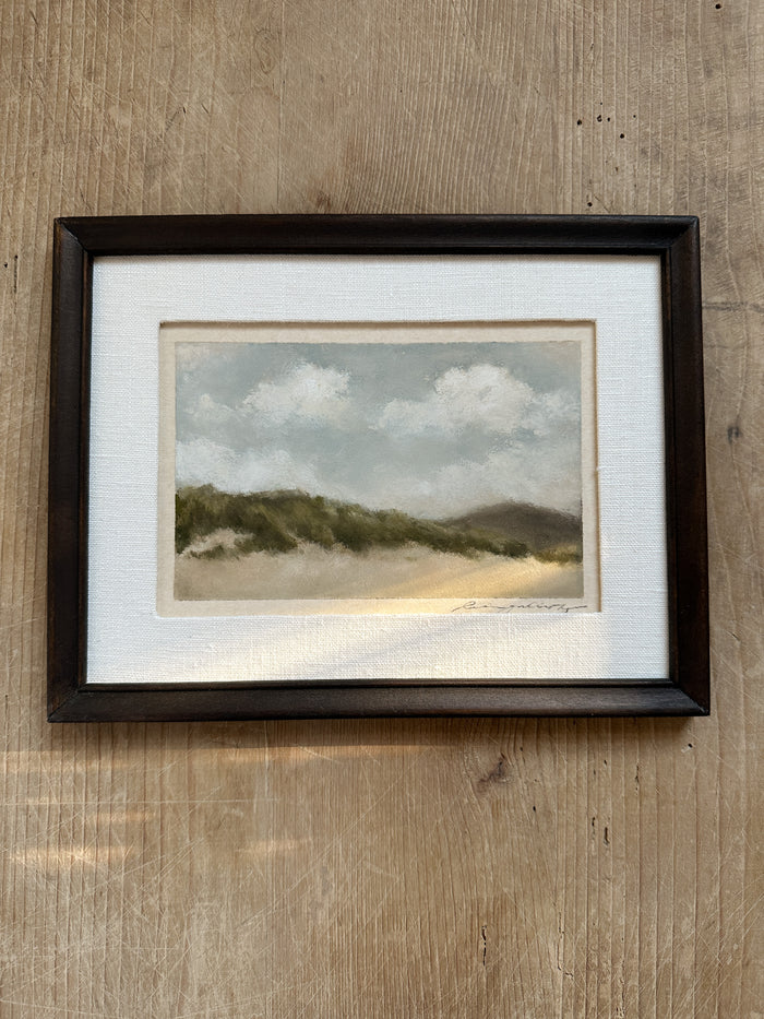 Coastal sand dunes Pastel/Painting with linen matting and vintage frame by Lina Gordievsky from her California Collection with Saffron + Poe