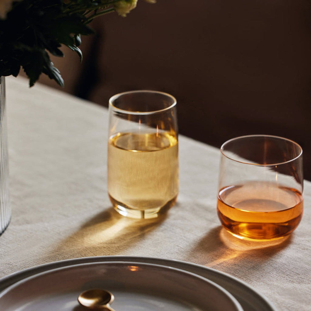 Set of 4 Short Cremini Tumblers made of durable borosilicate glass, 10 oz each