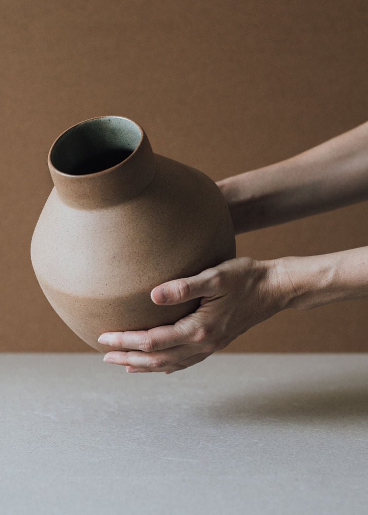 Egeo Vase handcrafted ceramic with earth tone textures and unglazed exterior