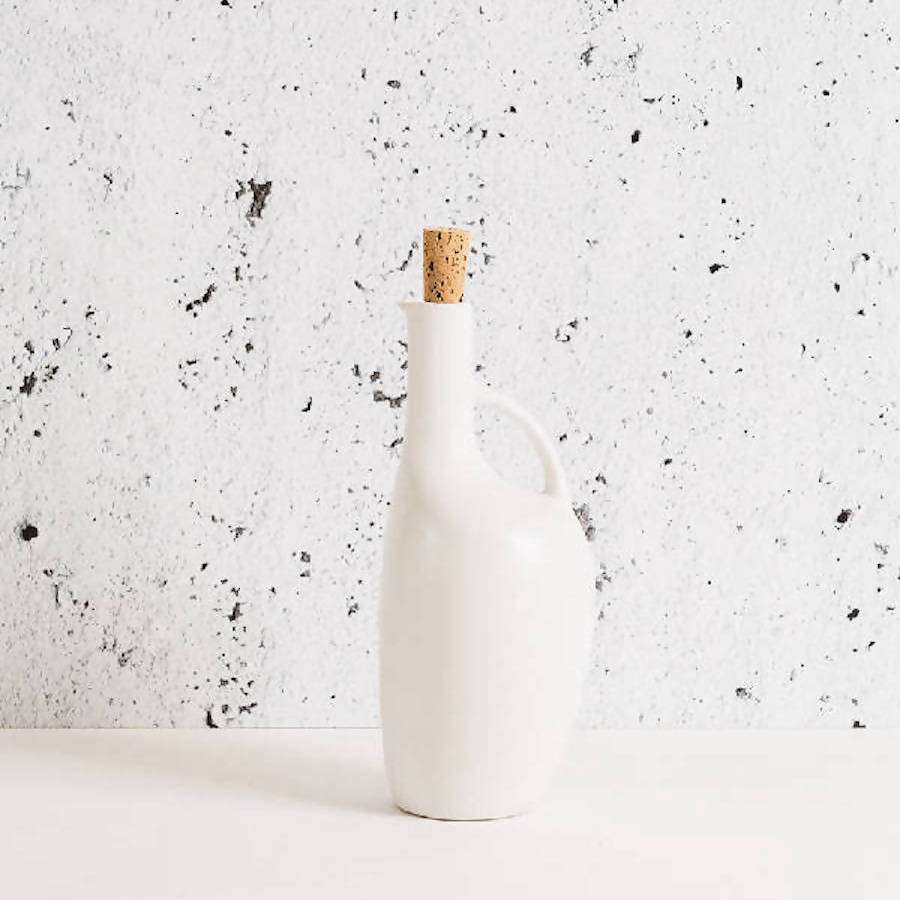 Handmade stoneware olive oil bottle Canard with sculptural duck-inspired design