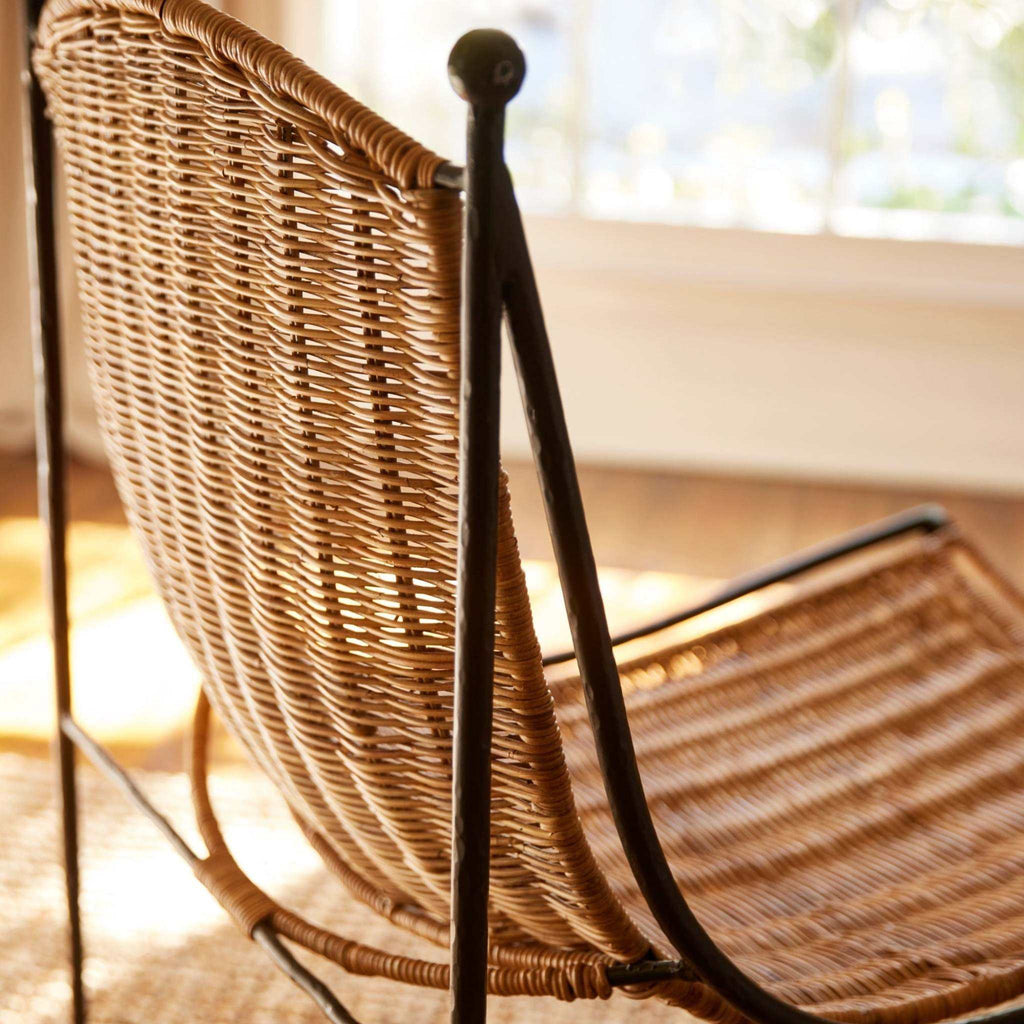 Lacoste indoor outdoor wicker lounge chair with rattan and iron