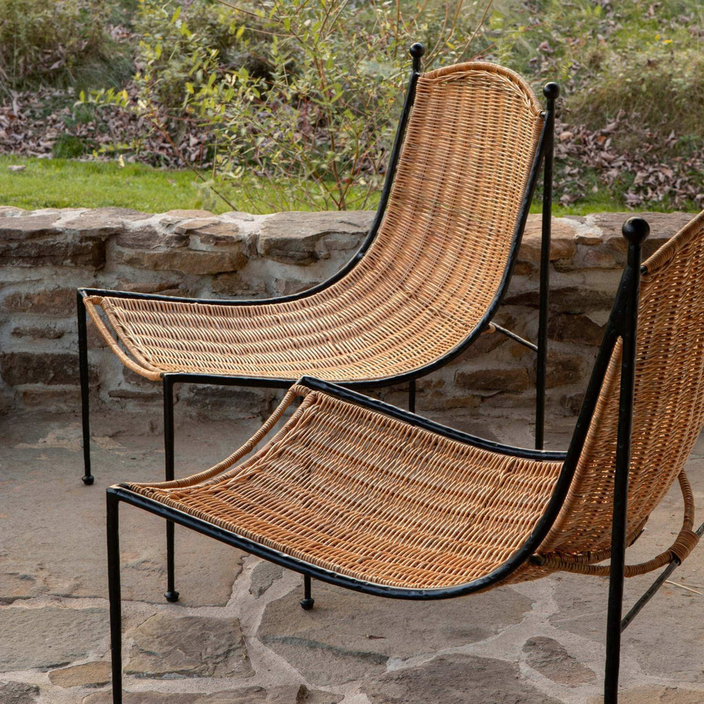 Lacoste Indoor Outdoor wicker lounge chair with rattan and iron frame
