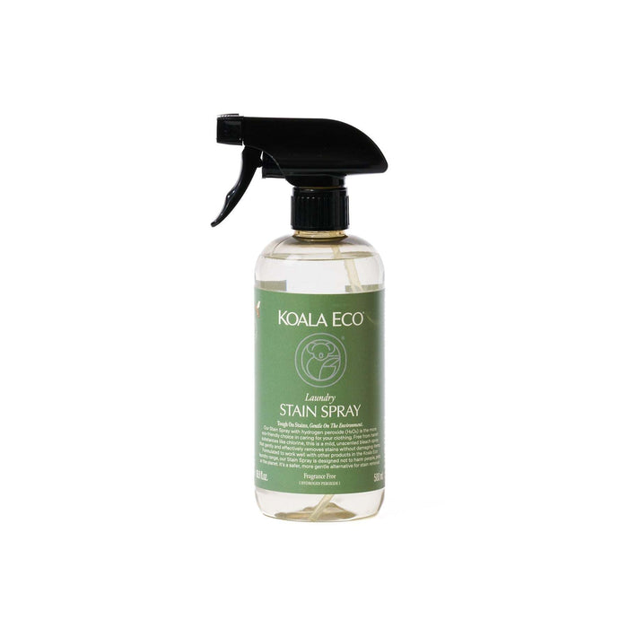 Laundry Stain Spray in a clear bottle with a green Koala Eco label and black trigger sprayer